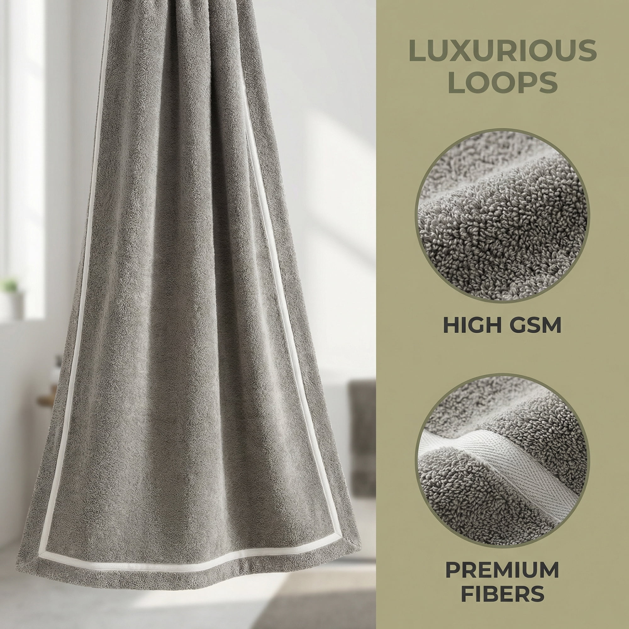 Unique Bargains Ultra Soft Absorbent Coral Fleece Bath Towel 2 Pack Grey/Dark Grey 63"x31"