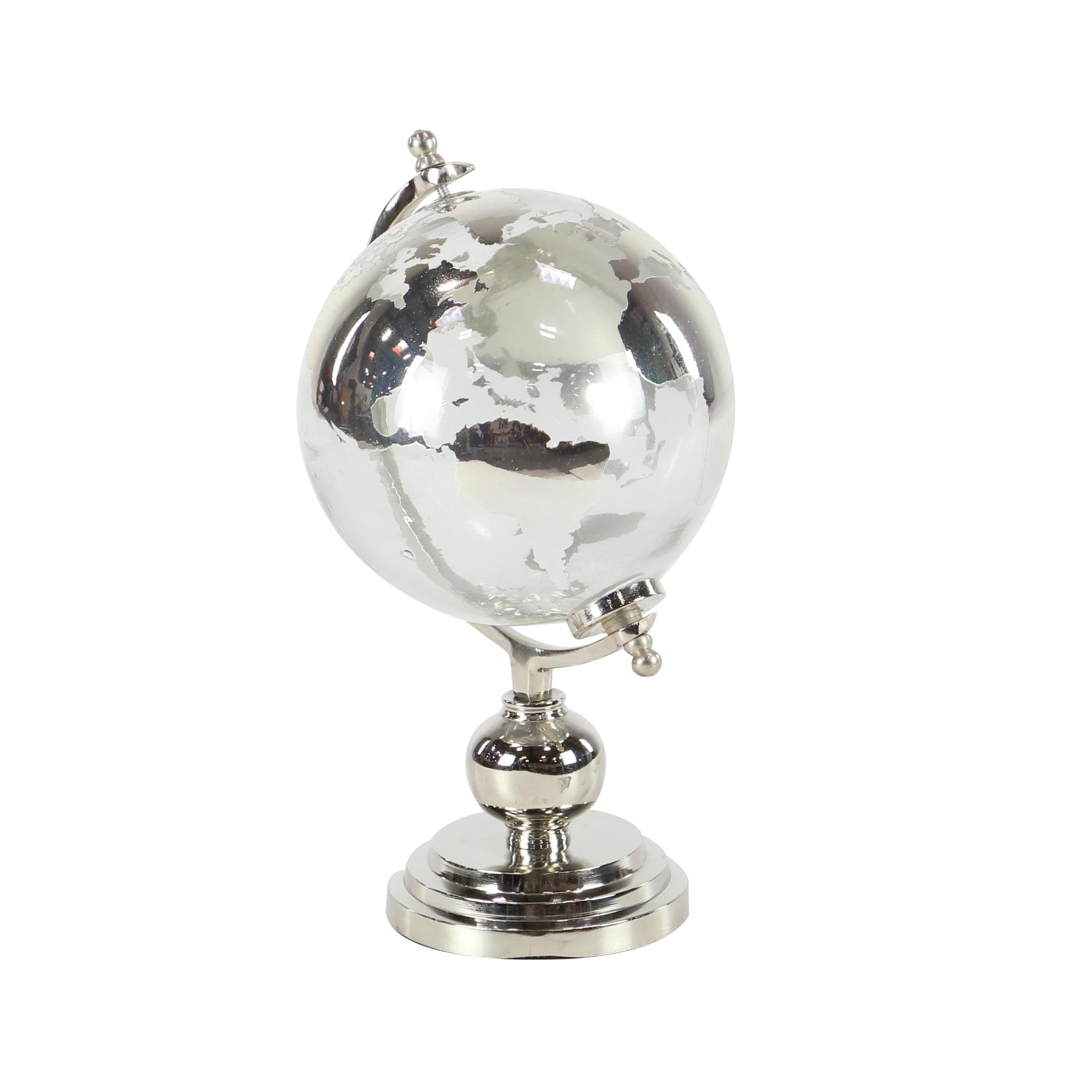 DecMode 9" Silver Globe with Tiered Base