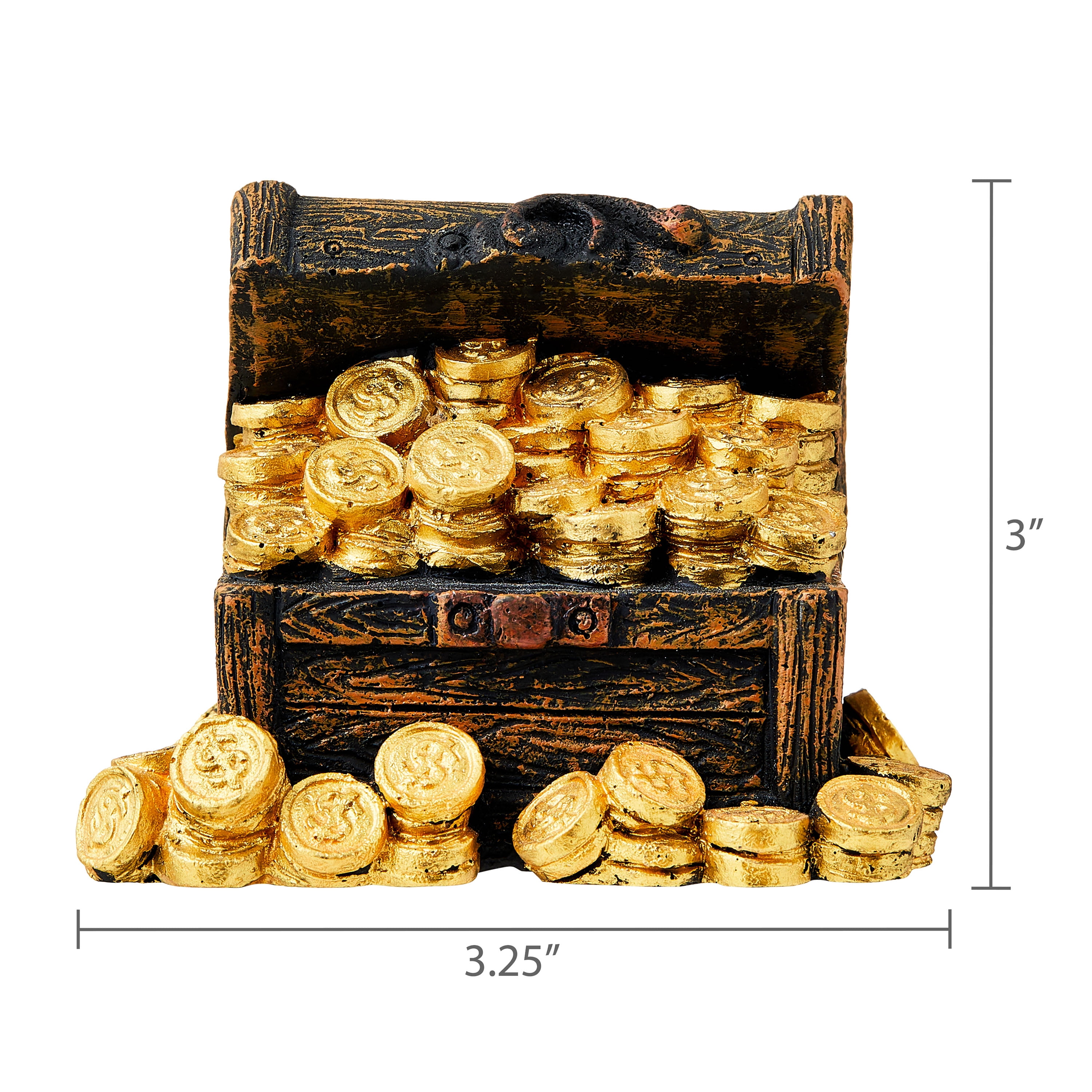 Vibrant Life Treasure Chest Aquarium Decor, Brown, 3.27" x 2.6" x 2.52"