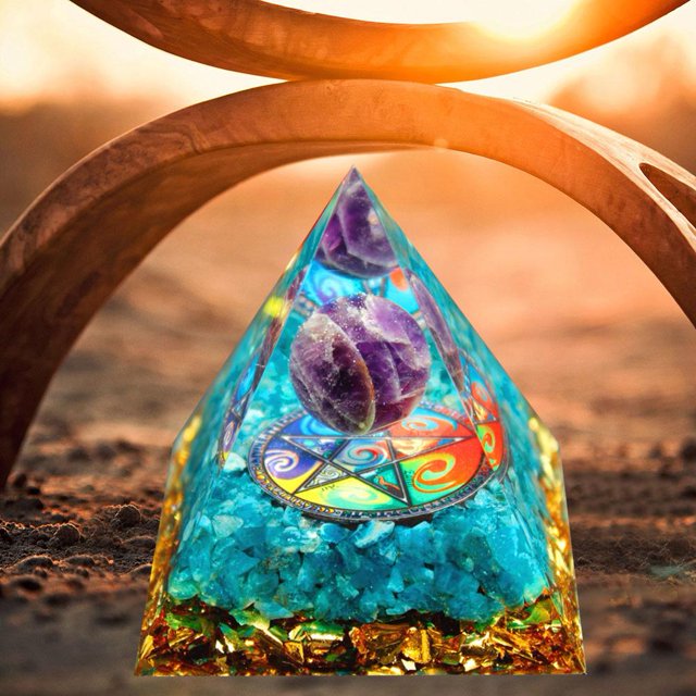 Eléctrico Decorativa Pirámide de cristal natural Piedra curativa Chakra Reiki Decoración para el hogar y la oficina (C)