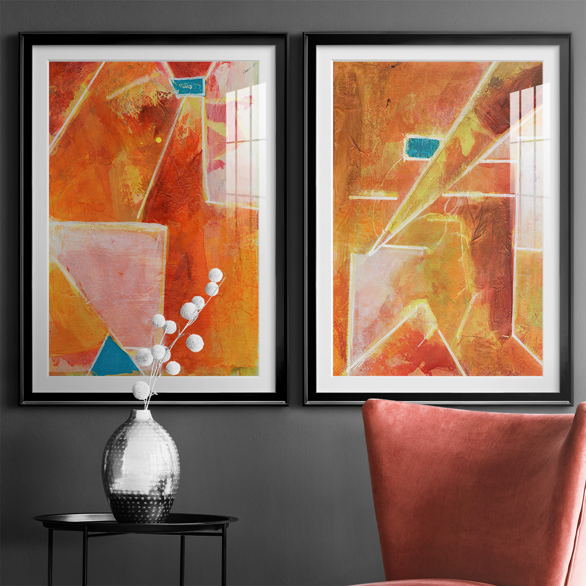 Wexford Home Primary Connection V Premium Framed Print, 18.5" x 24.5" - Ready to Hang, Black (Set of 2)
