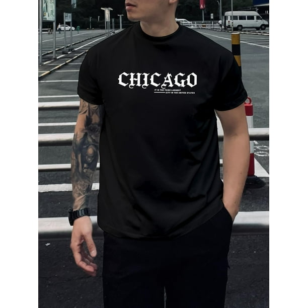 Graphic - Camiseta para hombre, color negro, pequeñaMen's Trendy Graphic - Casual Round Neck, Stretch Polyester Blend, Machine Washable - Perfect for Summer Tee For Adult, Men, Women, Teen, Teenage