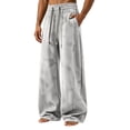 thumbnail image 2 of Vetsdori Sport Pants for Men Open Bottom Quick Dry Pockets Ice Silk Athletic Trendy Pantalones Wide Leg Elastic Waist Mens Track Pants Drawstring, 2 of 9