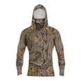 thumbnail image 2 of Men's Sun Protection Hoodie Shirt Hooded UPF 50+ Long Sleeve Fishing Shirt Face Mask UV Rash Guard 2XL Army Green, 2 of 4