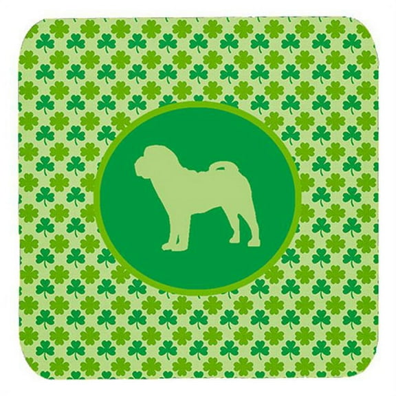 Shar Pei Lucky Shamrock Foam Coasters, Set Of 4