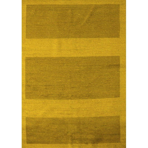 Ahgly Company Machine Washable Indoor Rectangle Abstract Yellow Modern Area Rugs, 3' x 5'