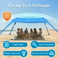 thumbnail image 2 of Easierhike 10'x10' Beach Tent Sun Shelter, UPF 50+ Windproof Beach Canopy for 8-10 People, Portable with Carry Bag, Easy Setup for Outdoor, Royal Blue, 2 of 8