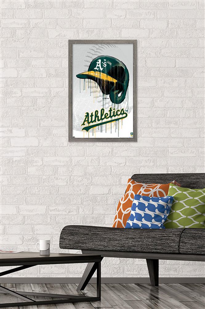 MLB Oakland Athletics - Drip Helmet 22 Wall Poster, 14.725" x 22.375" Framed