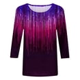 thumbnail image 5 of Summer Clothes Savings 2024! TAGOLD Womens Summer Tops,Women's Loose Mid-Length 3/4 Sleeve Bright Glitter Printed Round Neck Top T-Shirt, 5 of 5
