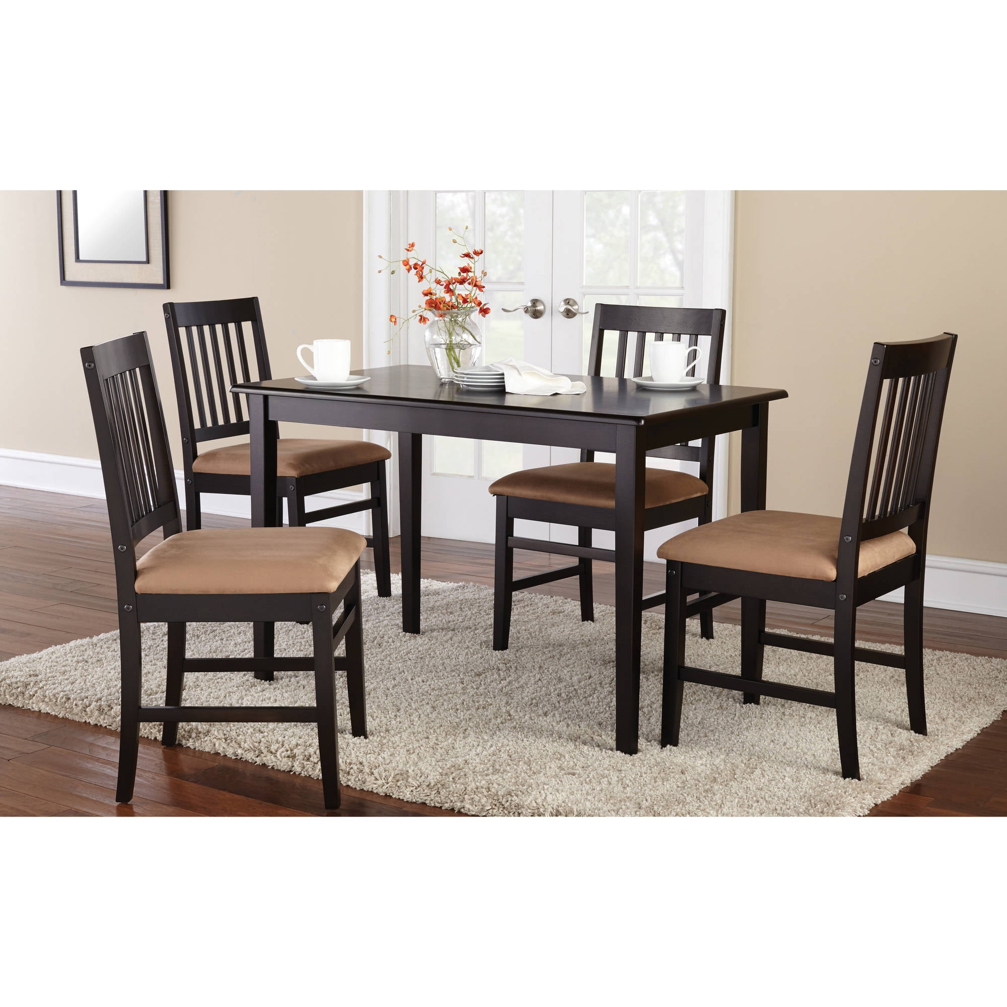 Mainstays 5 Piece Dining Set With Rich Espresso Finish Walmartcom Walmartcom