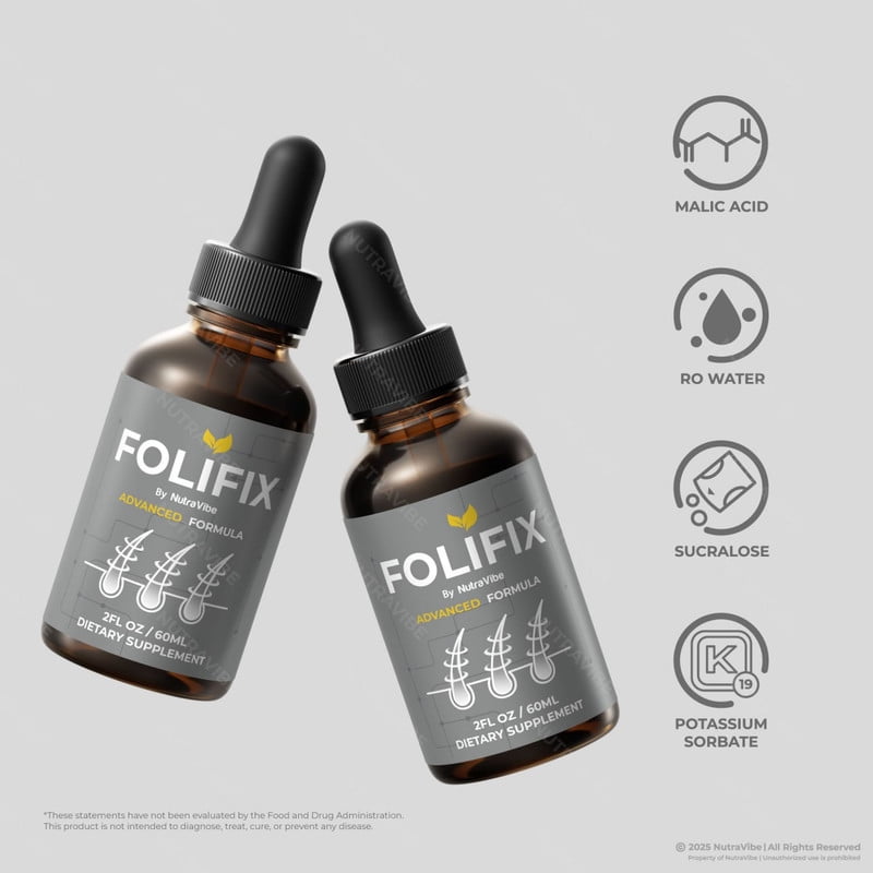 (3 Pack) Folifix Hair Growth Formula, Support Drops For Beautiful Hair, All Natural Liquid Formula for Shine and Healthy Scalp, Official Folifix Enriched Gotas Review (90 Servings)