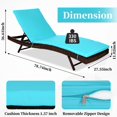 thumbnail image 3 of YUKOOL All-weather Wicker Patio Lounge Chaise with Removable Thick Cushion,Lounge Chair with 5-position Adjustable Backrest,Set of 2,Blue, 3 of 5