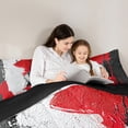 thumbnail image 5 of Feelyou Artwork Geometric Full Size Comforter Sets for Adult, Retro Oil Printing Bedding Comforter Set, Black Red Abstract Reversible Bedding Sets, Microfiber Bedroom Decor, 3pcs, 5 of 8