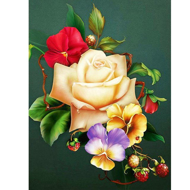 Cuadros Decorativos Kit de pintura de diamantes 5D Flores Arte de mosaico de diamantes cuadrados completos JShteea Nuevos Originales