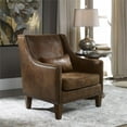 thumbnail image 2 of Maklaine 19" Transitional Fabric & Wood Arm Chair with Nailheads in Brown, 2 of 6