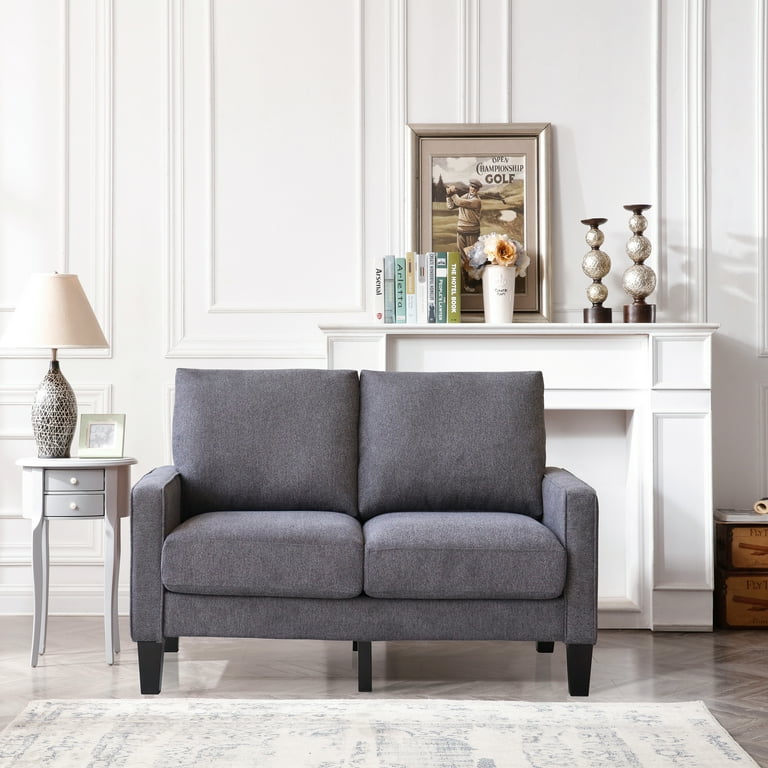 Zechuan Modern Fabric Loveseat Sofa Mid Century 2 Seat Love Seats Sleeper Sofa Couch for Living Room Dark Gray
