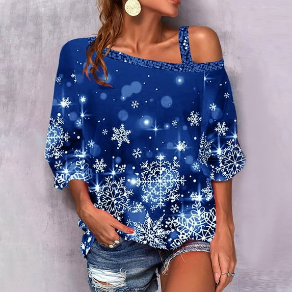 Aayomet Blouses For Women Women's Crew Neck Ruffle Lantern Sleeve Causal Tunic Shirts Tops Blouse with Smocked Cuffs,Blue XL