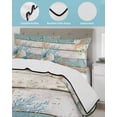 thumbnail image 3 of Twin XL Quilt Bedding Set, Teal Brown Beach Coastal Reversible Summer Quilt 3 Pieces, Summer Nautical Coral Shell Botanical Vintage Lightweight Bedspreads Coverlets with 2 Pillow Shams, 3 of 5