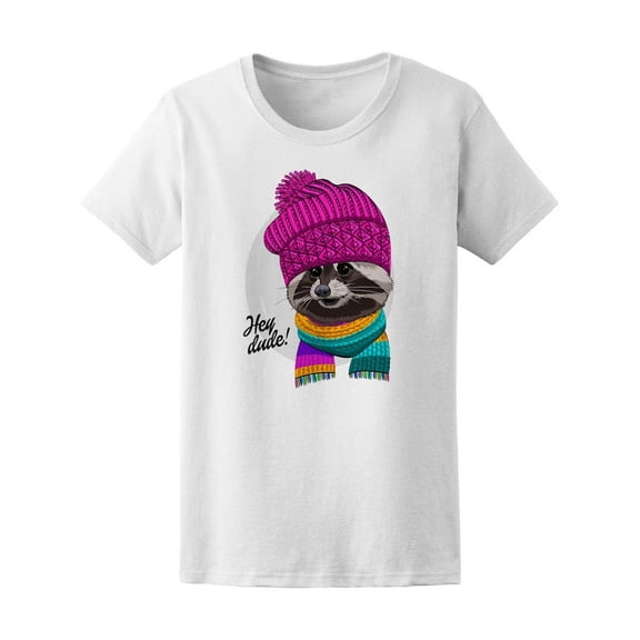 Raccoon Face With Knitted Hat Tee Women's -Image by Shutterstock