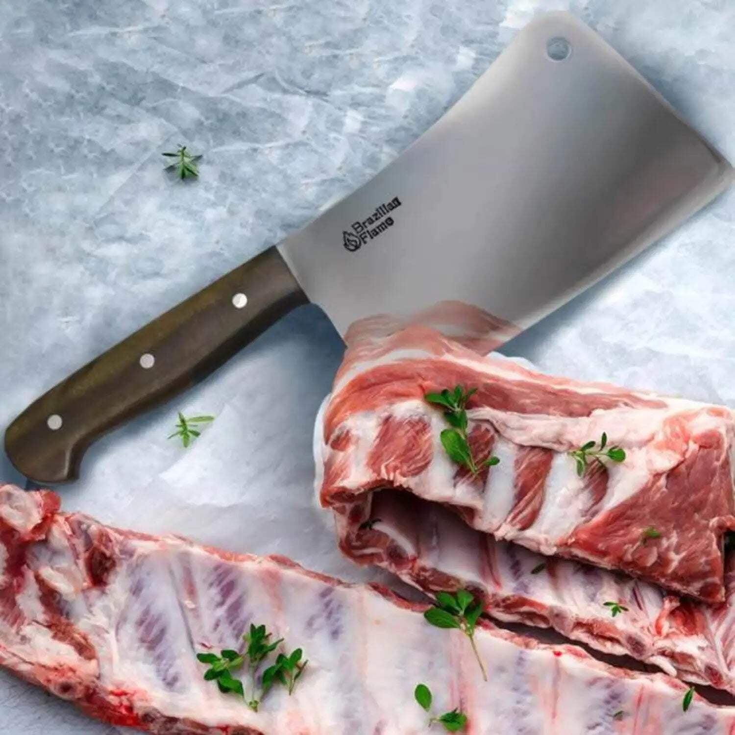 Brazilian Flame Chef Butcher 10-inch Stainless Steel Knife with Full Tang Handle