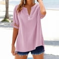 thumbnail image 2 of Bixock Women's Maternity Tops Short Sleeve Solid Color Linen Button Maternity Shirt Casual Pregnant Top, 2 of 4