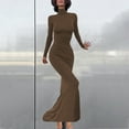 thumbnail image 2 of FAIWAD Womens Turtleneck Long Sleeve Maxi Dress Elegant Slim Stretch Long Dress Basic Party Long Pencil Dress, 2 of 6