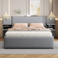 thumbnail image 2 of Queen Size Bed, Queen Upholstered Platform Bed Frame with Reading Lights Drawers and Trundle Bed, Trundle Bed Frames Mattress Foundation for Bedroom, No Box Spring Needed, Easy Assembly, Grey, 2 of 6