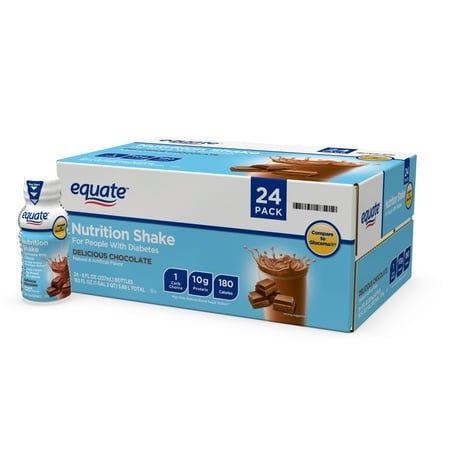 Equate Nutrition Shake for People with Diabetes, Chocolate, 8 fl oz, 24 Count