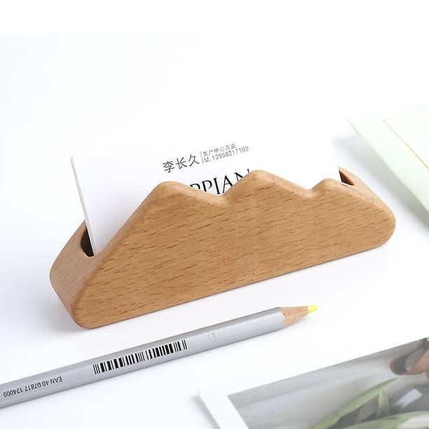 Taian Business Card Holder Display Desktop Men's Office, Beech Business Card Case Creative Mountain-shaped Business Card Storage Box
