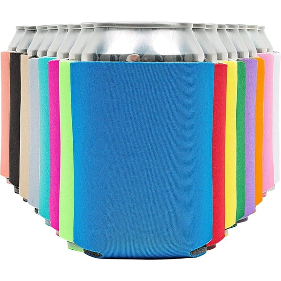Blank Beer Can Coolers Sleeves (30-Pack) Soft Insulated Beer Can Coolies - HTV Friendly Plain Koolies in Bulk for Soda, Beer & Water Bottles - Coolie Blanks for Vinyl Projects & Wedding Favors