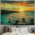 thumbnail image 2 of Chilfamy  Hawaiian Tapestry, Sunrise Over Hanauma Bay Oahu Hawaii Sunbeams Through Clouds Shoreline, Wide Wall Hanging for Bedroom Living Room Dorm 40x60inch, 2 of 6
