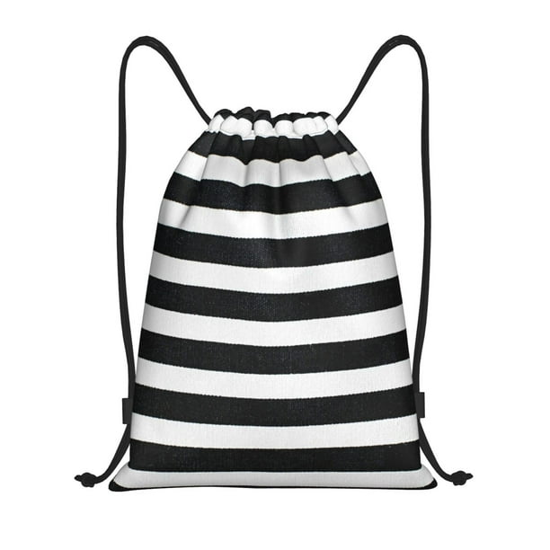Fotbe Black And White Stripes Bolsa Mochila con Cordón Estampada, Bolsa de Gimnasio Deportiva, Bolsa Cinch, Bolsa con Cordón para Hombres y Mujeres-Medium