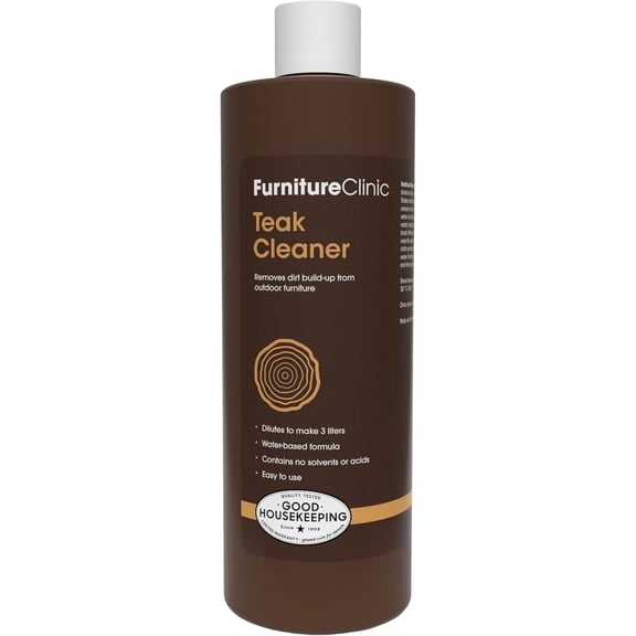 Furniture Clinic Teak Cleaner | For Outdoor Patio Furniture Such as Teak & Other Wood Types | Clean, Remove, Dirt, & Other Stains | Restore Treated and Untreated Wood (17oz / 500ml)