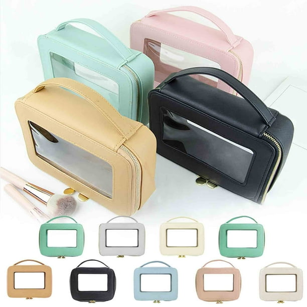 XWSHYW Bolsas de Cosméticos Nuevo Estuche de Maquillaje de Mano de Gama Alta para Mostrador de Moda con Bolsa de Maquillaje de Pvc Transparente con Apertura de Ventana Portátil de Viaje de Alto Valor