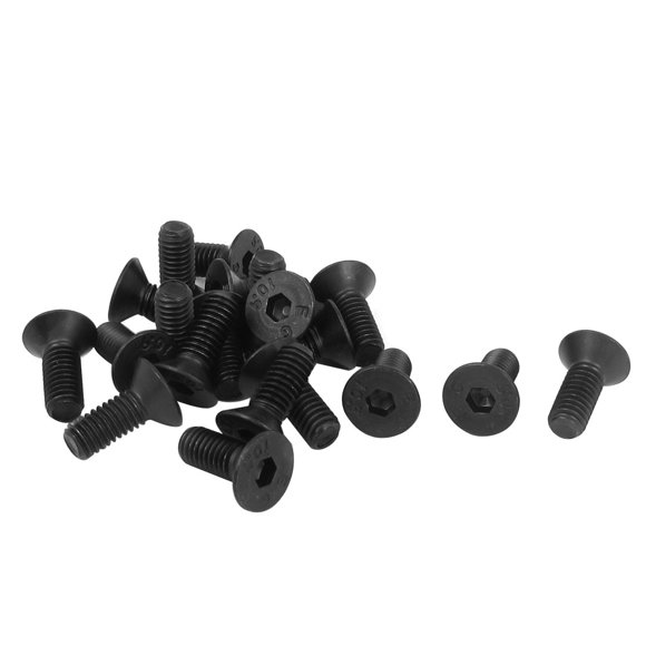 Unique Bargains M6 x 16mm Metric Hex Socket Countersunk Flat Head Screw Bolts Black 20PCS