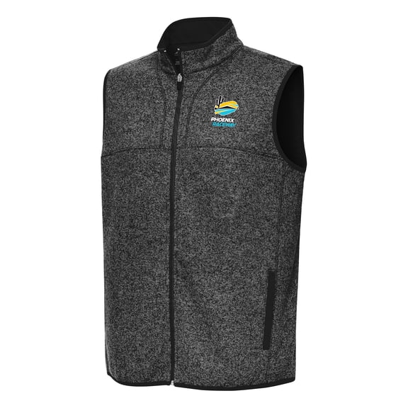 Men's-Antigua Heather Black Phoenix Raceway Fortune Full-Zip Vest
