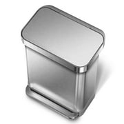 simplehuman 55 Liter / 14.5 Gallon Rectangular Kitchen Step Trash Can, Brushed Stainless Steel