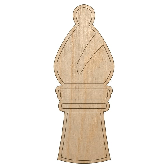 Chess Piece White Bishop Wood Shape Unfinished Piece Cutout Craft DIY Projects - 4.70 Inch Size - 1/8 Inch Thick
