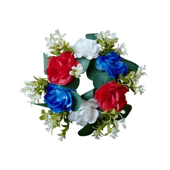 PALIFEUR 4th of July Table Wreath, 9.84 Inch Patriotic Wreaths for Front Door, Artificial Floral Spring Wreaths Decorations for Memorial Day Independence Day Veterans Day