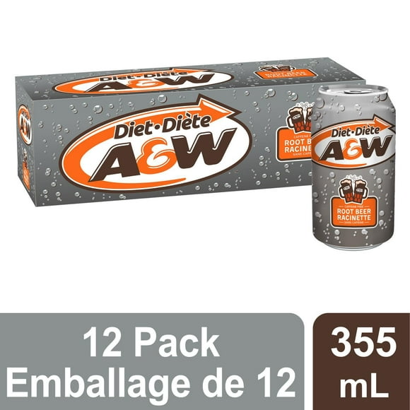 Diet A&W Root Beer® 355mL Cans, 12 Pack, 12 x 355 mL