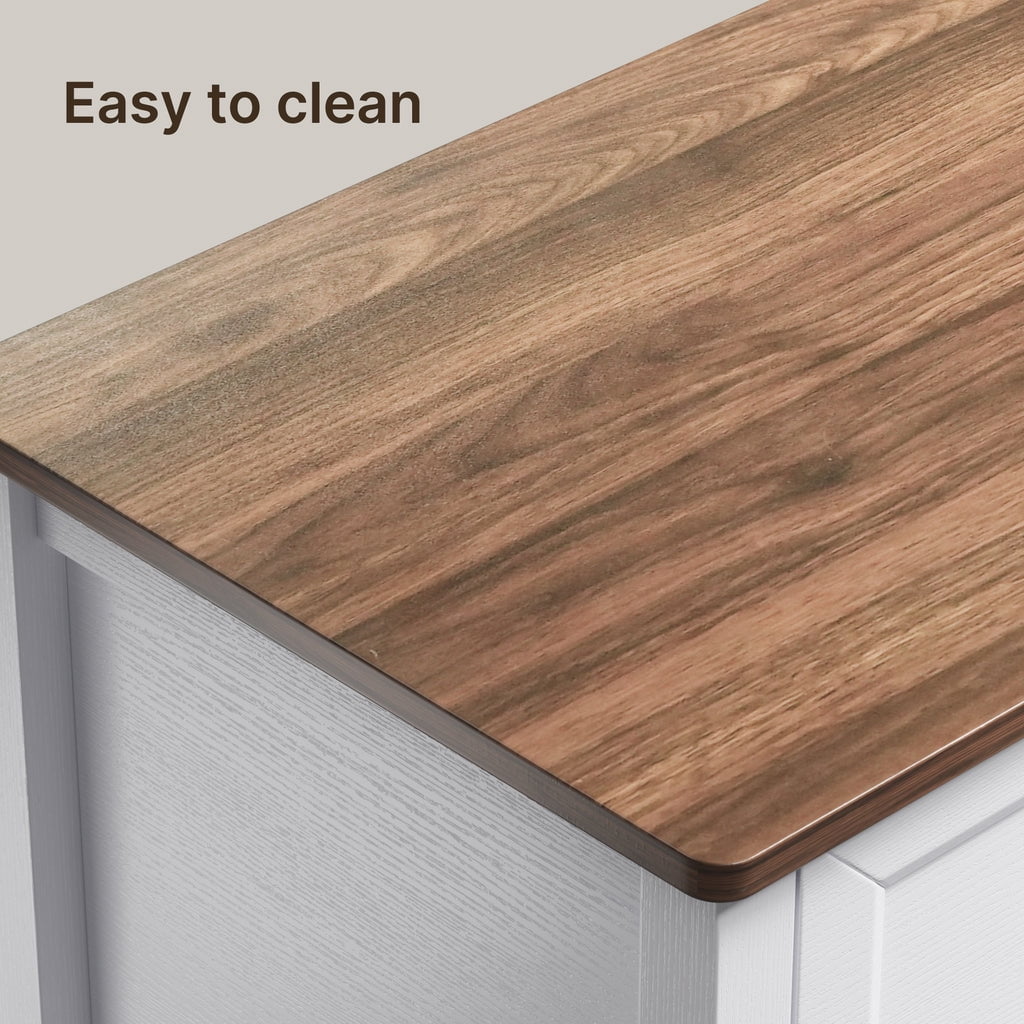 6 Drawer Dresser for Bedroom, White Dresser Double Chest of Drawers, modern Wood Dressers with Deep Drawers for Living Room, Bedroom - Rertro Desktop