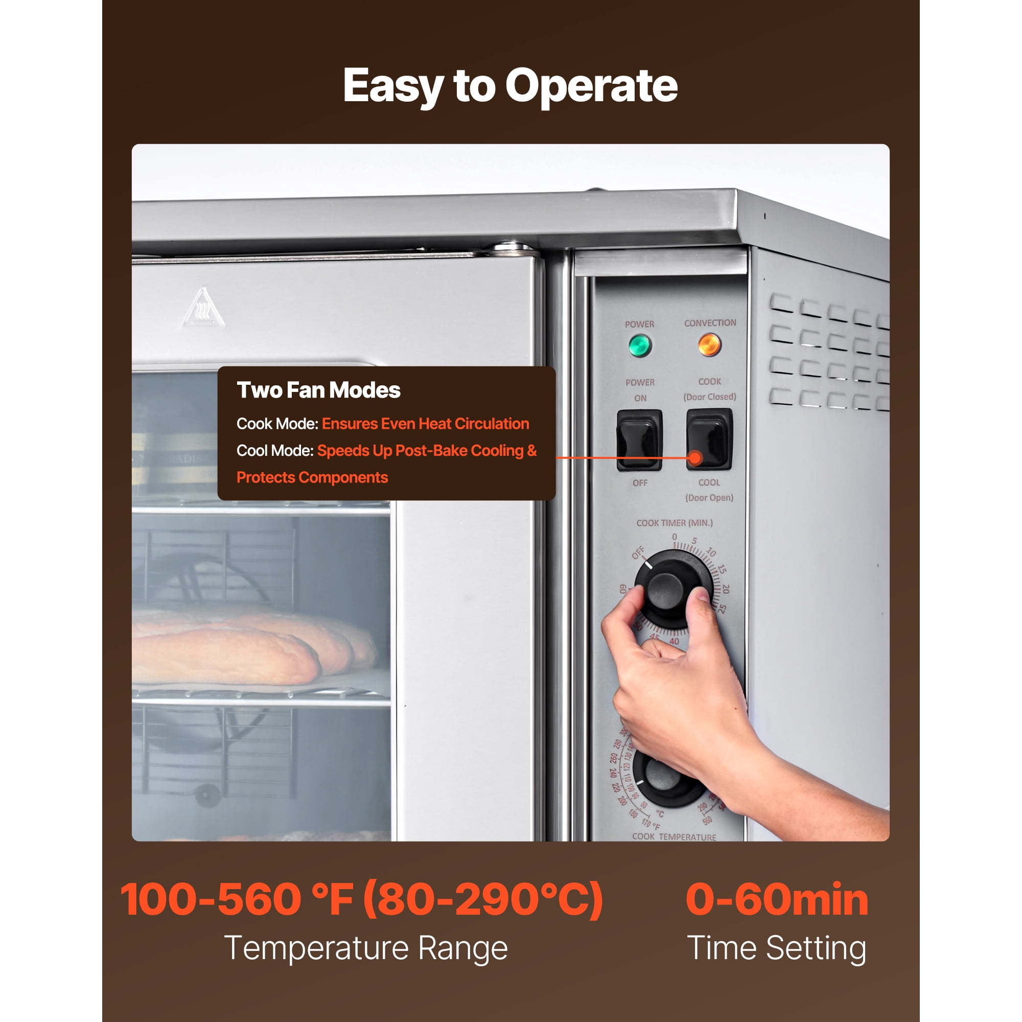 KFFKFF Double Deck Gas Convection Oven,14 cu.ft Full-Size Commercial Oven, 40,000 BTU x 2 High-Performance Burners, Natural Gas Oven with Dual Fan Modes, Ideal for Bakeries, Restaurants, and Kitchens