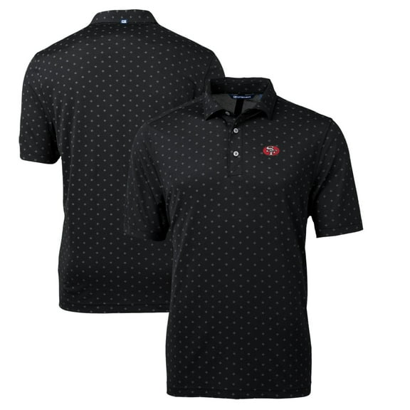Men's Cutter & Buck Black San Francisco 49ers Throwback Logo Virtue Eco Pique Tile Recycled Polo