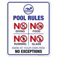 thumbnail image 1 of Pool Rules Sign, No Diving Pool Sign,, 1 of 1