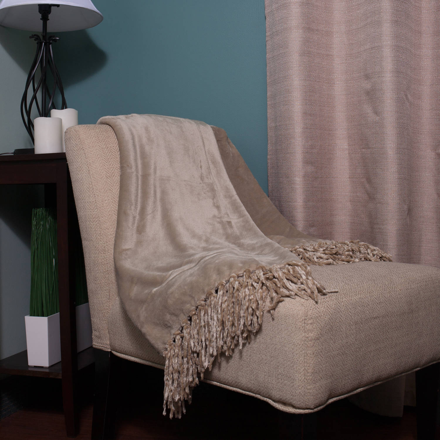 Solid Color Ultra Plush Flannel Fringed Throw Blanket, 50" x 60