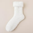 thumbnail image 4 of Daznico Women Mid Crew Fuzzy Plush Socks Rolled Sherpa Non Silicone Dot Sole Thermal Soft Stretch Cozy Stockings for Winter Indoor Sleeping Floor Loungewear, 4 of 4