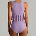 thumbnail image 6 of Aboser Womens Crop Tankini Swimsuits with Padded Peplum Swim Top with Buttom Bathing Suit Tummy Control Two Piece Tankinis Set Boho Ruffle Hem Beachwear, 6 of 8