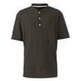 thumbnail image 5 of Dresfit Mens Henley Shirt Short Sleeve Button Down Big and Tall Shirts 2026 Summer Stretch Workout Shirt Cotton Solid Basic T Shirts Dark Gray L, 5 of 8