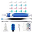 thumbnail image 1 of Removedor de cera de oídos en espiral, kit profesional de eliminación de cera de oídos suave y flexible con 16 puntas de repuesto para niños y adultos, color azul, 1 of 13