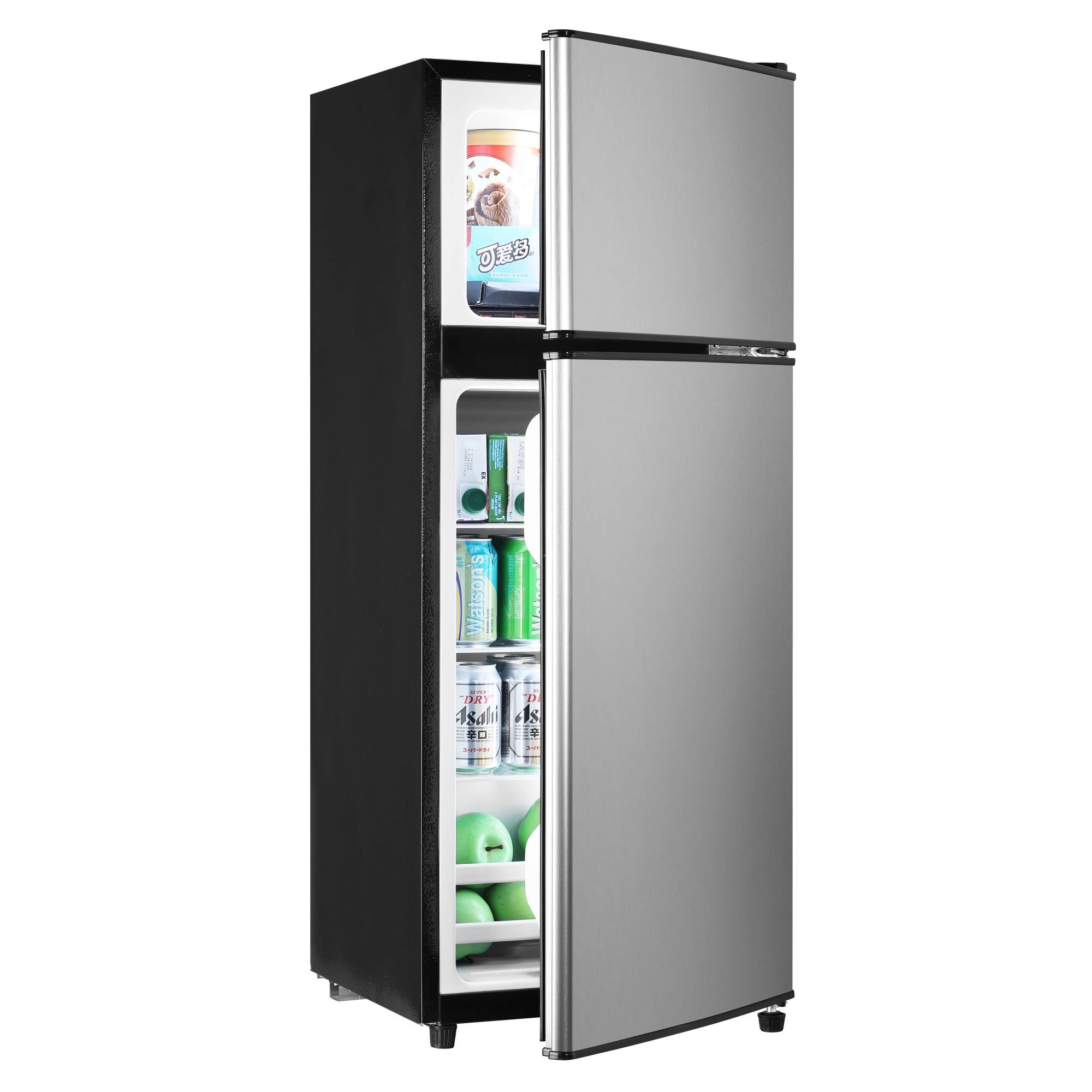3.8 Cu.Ft Mini Fridge Freezer, 2 Door Small Refrigerator, 7 Level Adjustable Thermostat Freezer&nbsp;Fridge for Living Room, Kitchen and Apartment, Silver
